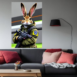 Antropomorfe coole konijnenSoldaat | AI Art. Poster