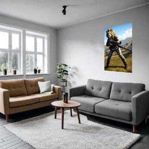 Antropomorfe coole lion Soldier   AI Art Poster