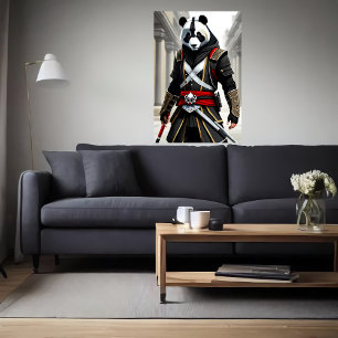 Antropomorfe coole Panda Assassin AI Art. Poster
