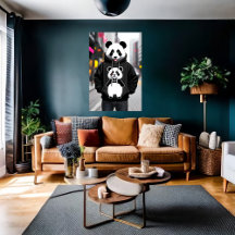 Antropomorfe coole Panda in de stad | AI Art.