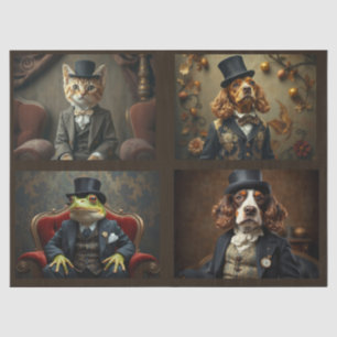 Antropomorfe dieren, kat, hond, kikker tissuepapier