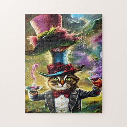 antropomorfe kat Mad Hatter Fantasy Fairytale Legpuzzel (Verticaal)