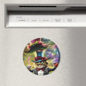antropomorfe kat Mad Hatter Fantasy Fairytale Magneet (Insitu (Vaatwasser))