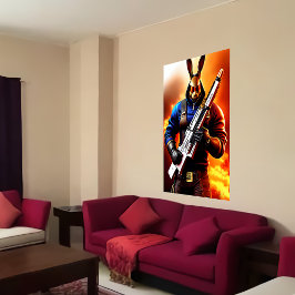 Antropomorfe konijnensoldaat | AI Art Poster