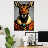 Antropomorfe Moose Jaguar | AI Art. Poster (Thuiskantoor)