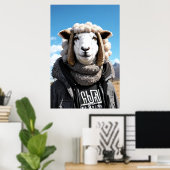 Antropomorfe schapen in kleding | AI Art. Poster (Thuiskantoor)