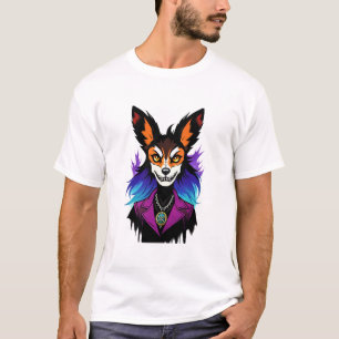 Antropomorfe vos in een Paarse jas AI Art T-shirt