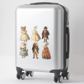 Antropomorfisme van Dieren in Victoriaanse Stijl Sticker (Koffer)