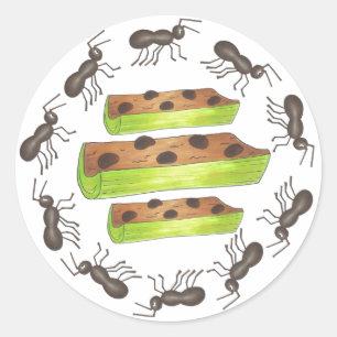 Ants op een Log Celery Peanut Butter Raisins Picni Ronde Sticker