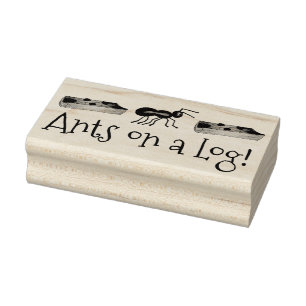 Ants op een Log Celery Peanut Butter Raisins Picni Rubberstempel