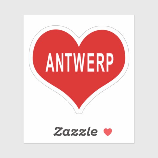 ANTWERP Red Love Heart Vinyl Sticker (Feuille)