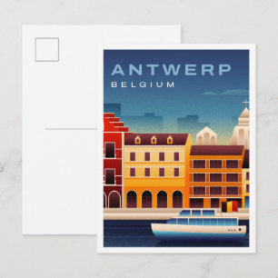 Antwerpen België Aquarel Reizen Briefkaart