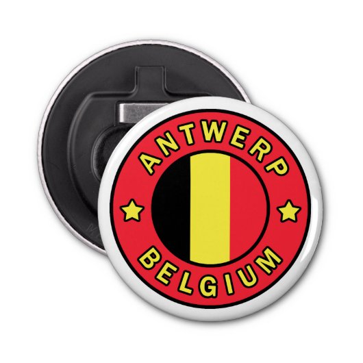 Antwerpen België Button Flesopener (Voorkant)