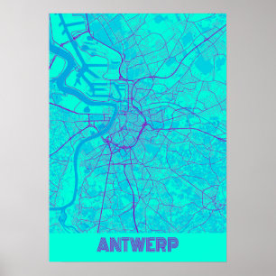 Antwerpen - België - kaart van de stad Galaxy Poster