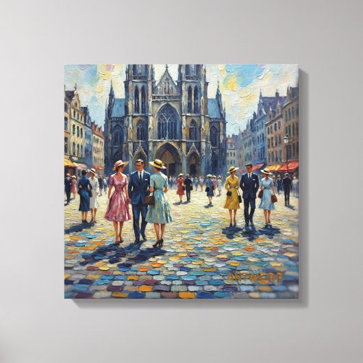 Antwerpen België Kathedraalplein Huisdecoratie Canvas Afdruk (Voorkant)