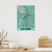 Antwerpen - België Peony City Map Poster (Keuken)