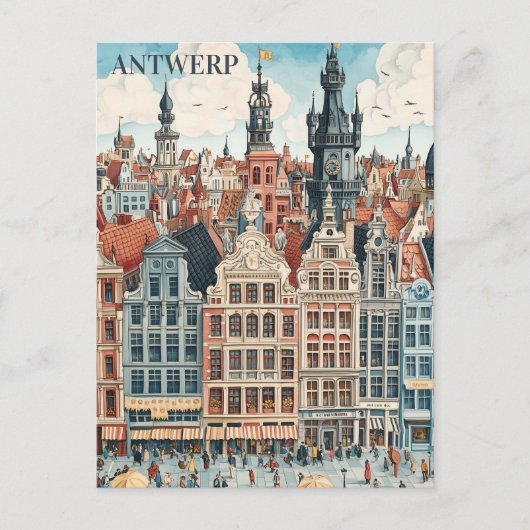 Antwerpen België Reizen Briefkaart (Voorkant)
