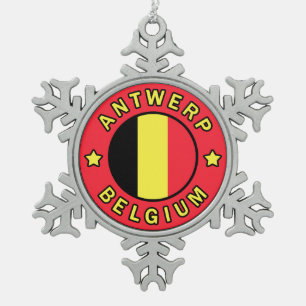 Antwerpen België Tin Sneeuwvlok Ornament