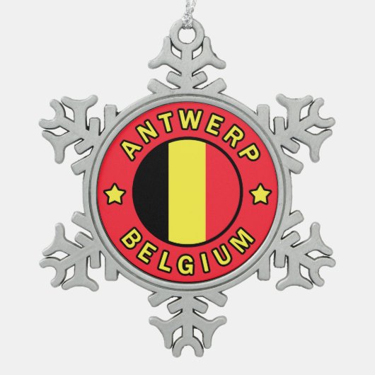 Antwerpen België Tin Sneeuwvlok Ornament (Voorkant)