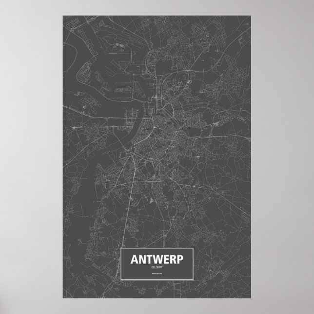 Antwerpen, België (zwart wit) Poster (Voorkant)