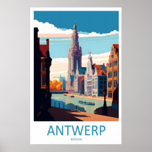 Antwerpen Vintage Reisposter Ski Nationaal Park Poster