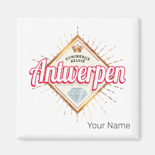 Antwerpen Vlaanderen België Retro  Souvenir Magneet (Voorkant)