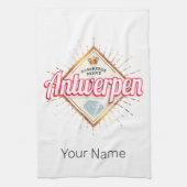 Antwerpen Vlaanderen België Retro Souvenir Theedoek (Verticaal)