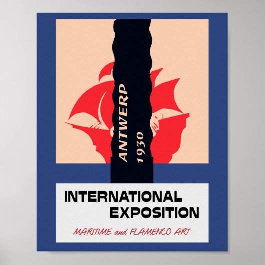 Antwerpse retro  maritiem en flamenco expo poster (Voorkant)