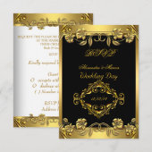 Antwoord elegant bruiloft sierlijke bloem zwart go (Voorkant / Achterkant)