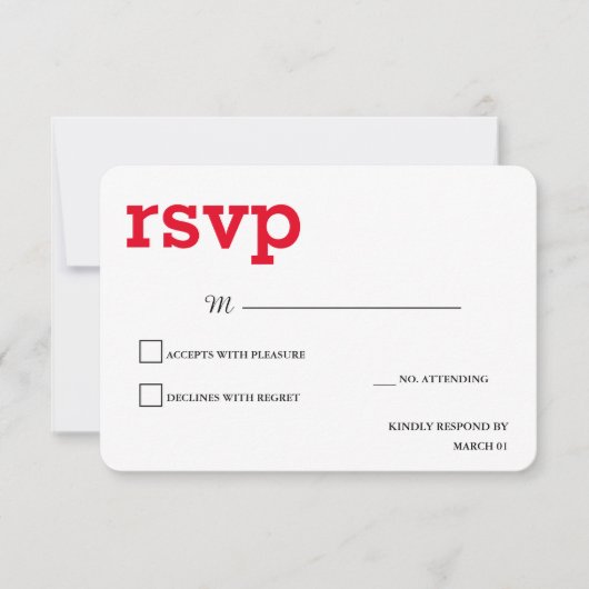 Antwoord Modern Plain Minimalist Rood Wit (Voorkant)