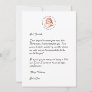Antwoord op de Kerstman brief op Santa Stationery Feestdagenkaart
