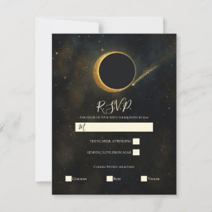 Antwoord op gouden sterrenstof-eclips hemelbruilof kaart