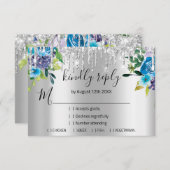 Antwoord op zilveren bruiloft glitters bruid navy  (Voorkant / Achterkant)