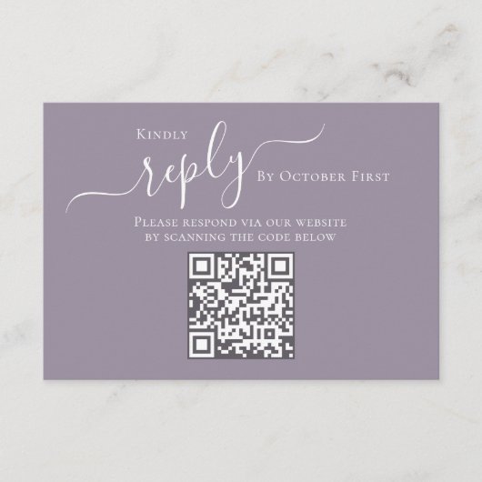 Antwoord QR Code Bruiloft RSVP Lila Informatiekaartje (Voorkant)