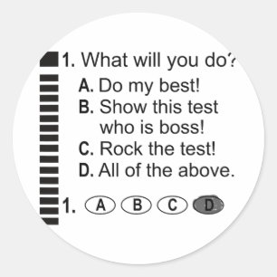 Antwoordblad Rock Het examen School Testen Aanmoed Ronde Sticker