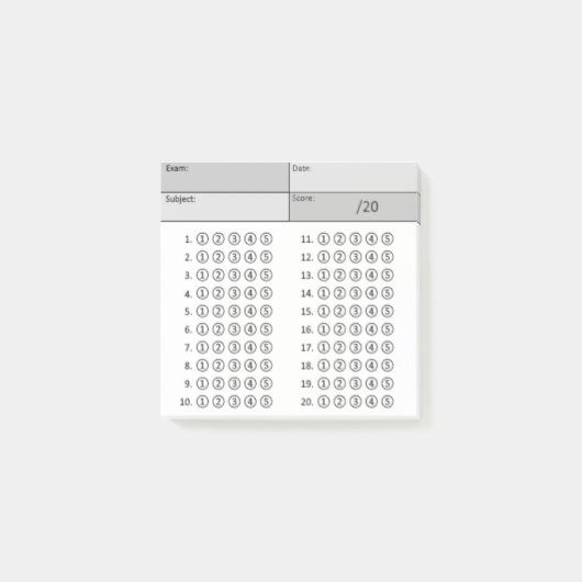 Antwoordenblad (belletjes) — zwart en wit post-it® notes (Voorkant)