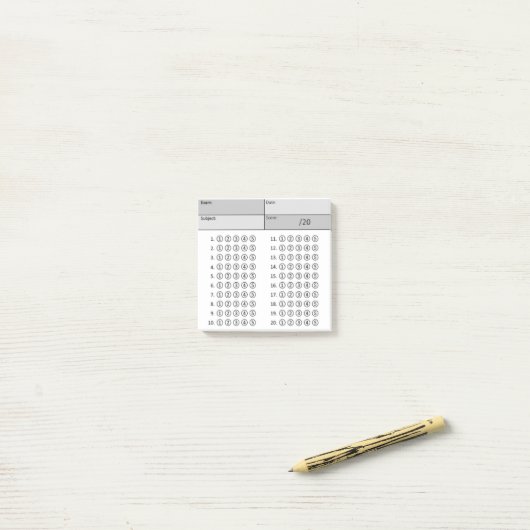 Antwoordenblad (belletjes) — zwart en wit post-it® notes (Op bureau)