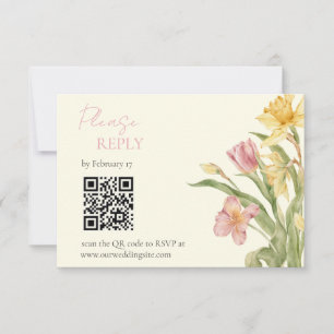 Antwoordkaart April Blossom Garden Daffodil RSVP Kaartje