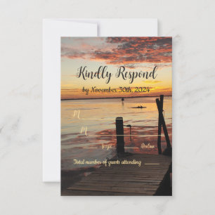 Antwoordkaart Dolfijnen bij Zonsondergang RSVP Kaartje
