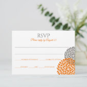 Antwoordkaart Huwelijk Bloemen (Oranje & Grijs) Kaart (Staand voorkant)