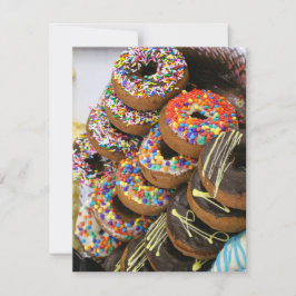 Antwoordkaart met donuts op de voorkant RSVP kaartje