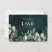 Antwoordkaart met groen blad krans RSVP kaartje (Voorkant)