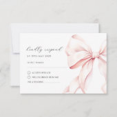 Antwoordkaart met roze lint Elegant RSVP Kaartje (Voorkant)
