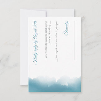 Antwoordkaart met waterverf en blauwe luchten RSVP kaartje