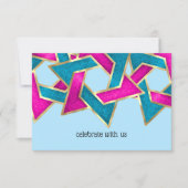 Antwoordkaart Roze Turquoise Davidster Kaart (Voorkant)