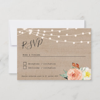 Antwoordkaart RSVP Boerenbruiloft Guinguette