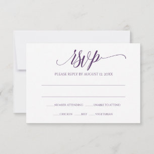 Antwoordkaart RSVP Luxe kalligrafie (Pruim) Kaart