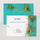 Antwoordkaart RSVP Pauwveren Art Deco Stijl (Voorkant / Achterkant)