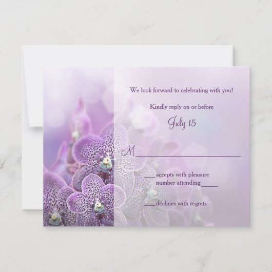 Antwoordkaart trouwfeest Paarse Orchidee RSVP Kaartje (Voorkant)