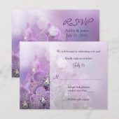 Antwoordkaart trouwfeest Paarse Orchidee RSVP Kaartje (Voorkant / Achterkant)